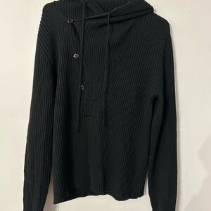Nanibon men’s hooded Black Sweater with Button Detail.